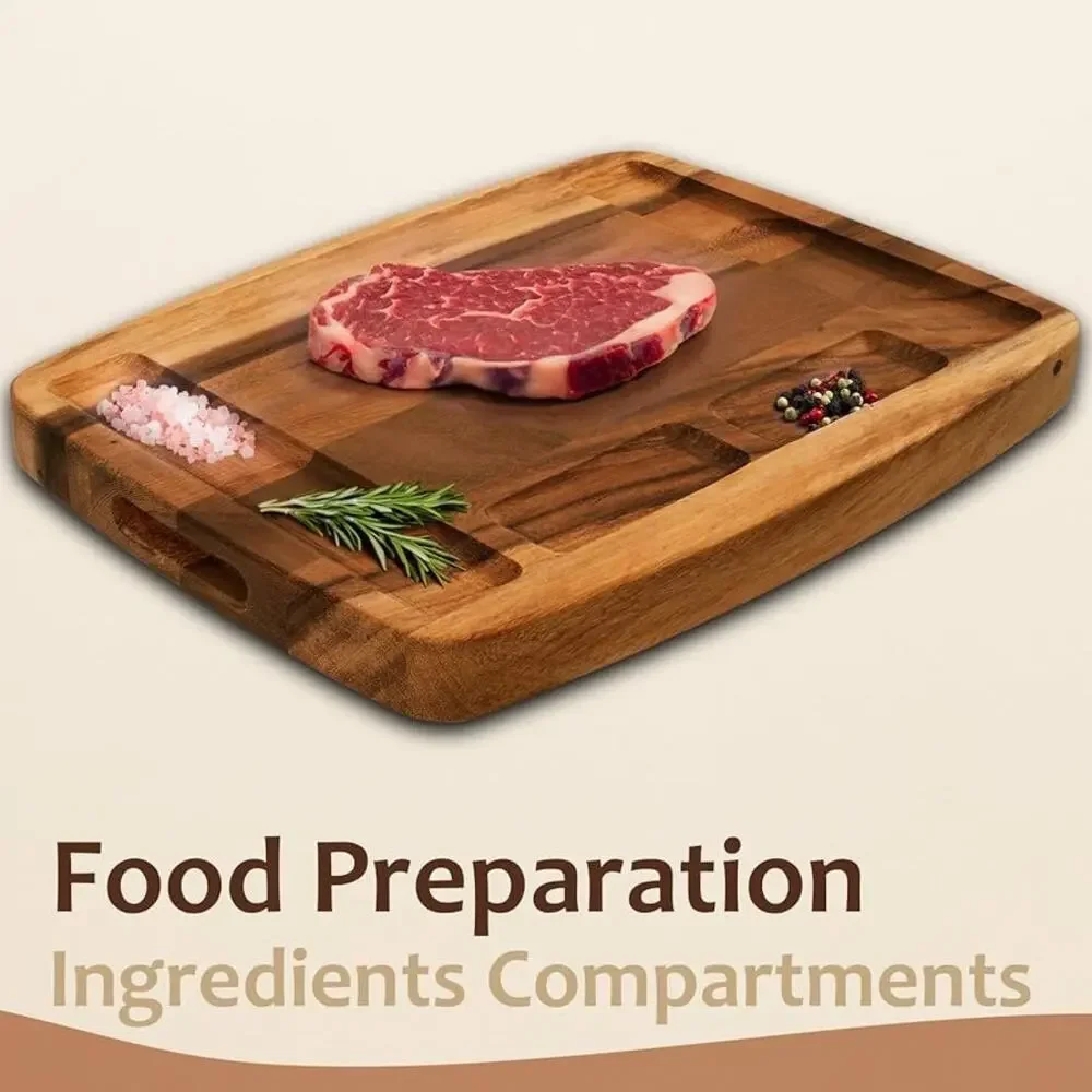 Walnut Cutting Board with Compartments 17x13x1.6 Inch, Walnut Wood